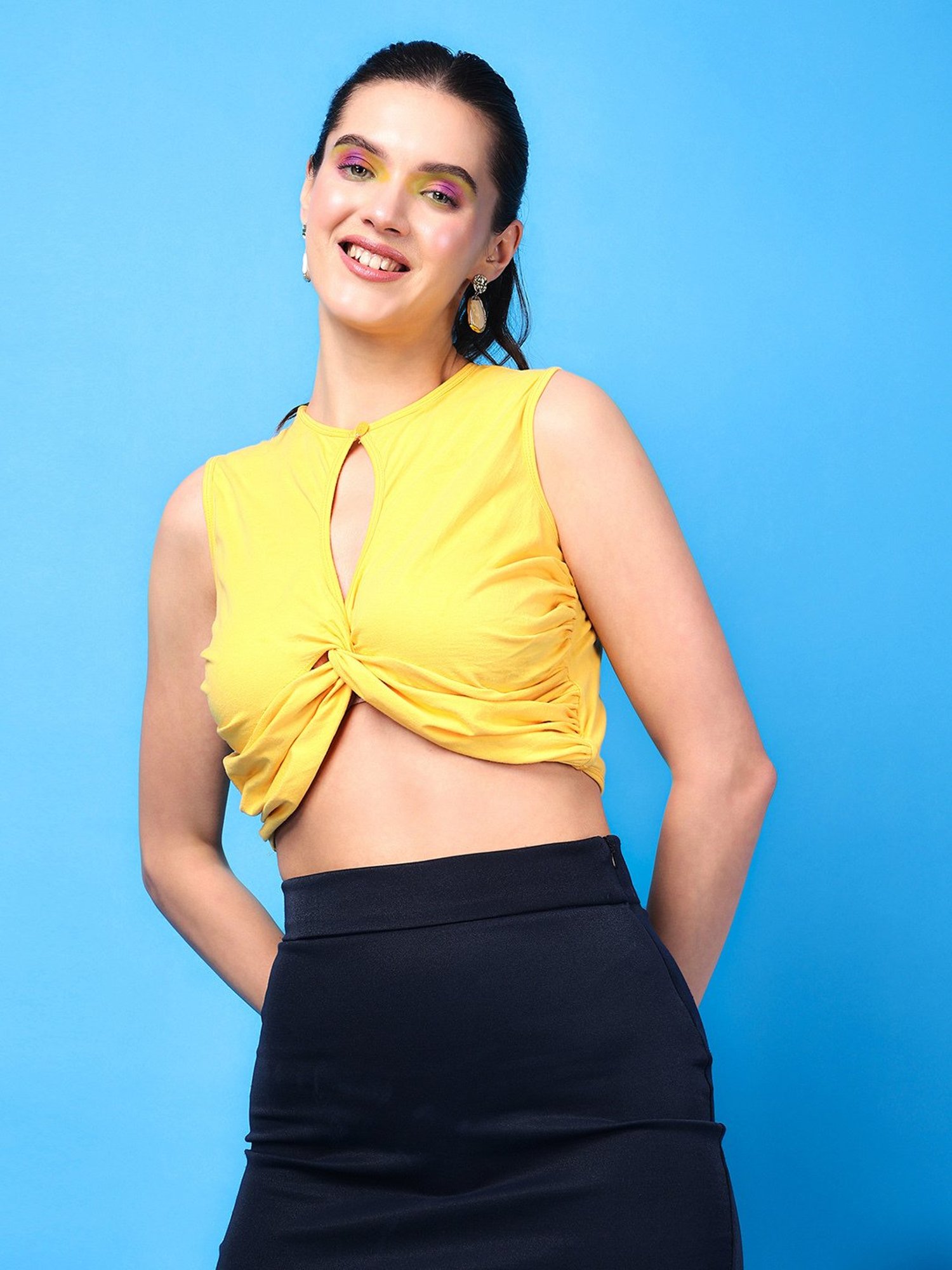 Scorpius Yellow Slim Fit Crop Top