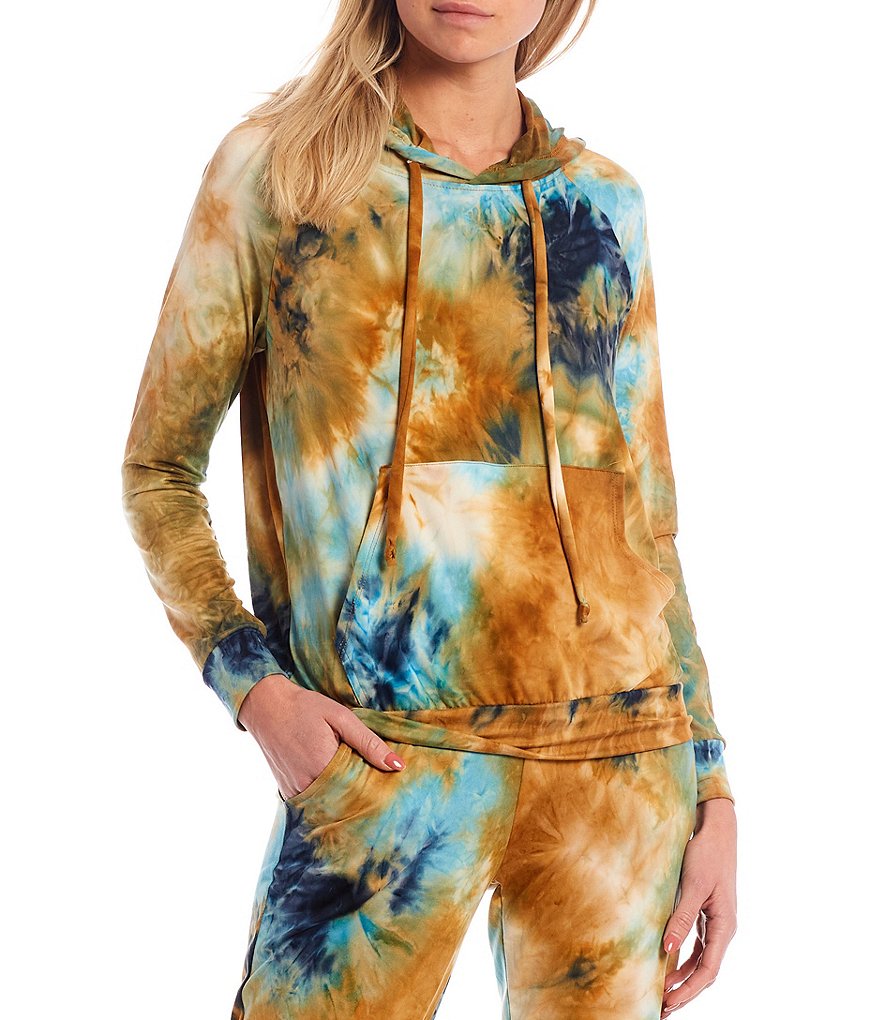 Laila Jayde Tie Dye Long Sleeve Brushed Knit Lounge Hoodie