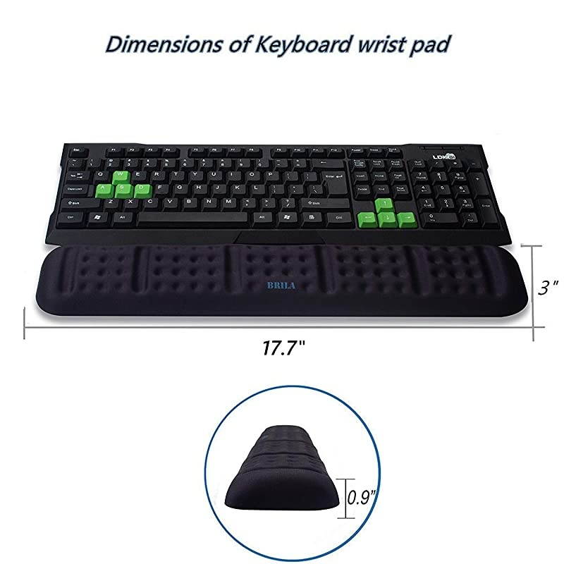 Upgraded Ergonomic Keyboard Wrist Rest Support Cushion Pad Comfy Soft Memory Foam Gel Padding NonSlip Large Keyboard Wrist Hand Elbow Palm Support Pad Black Keyboard Wrist Rest