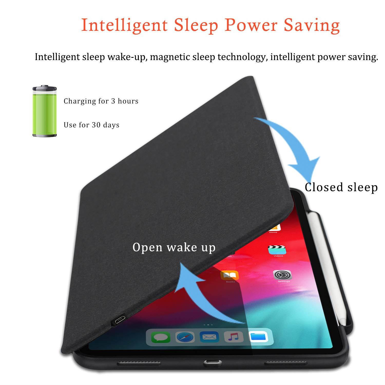 Maxace iPad Pro 11 Keyboard Case for iPad Pro 11 2018, Supports 2nd Gen Pencil Charging, Smart Bluetooth Wireless Keyboard Cover with Auto Sleep Wake, Waterproof iPad Pro 11 Keyboard Case