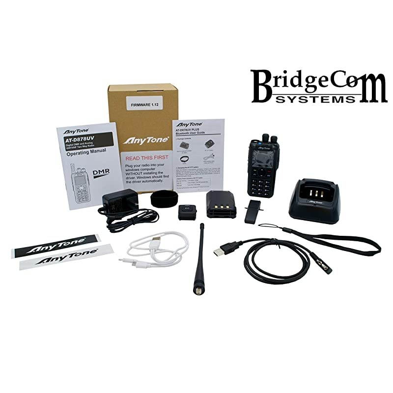 AT-D878UV Plus Bluetooth W/GPS. Free Programming Cable, 3100mAh Battery, Course on BridgeCom University ($97 Value), and BridgeCom Support.