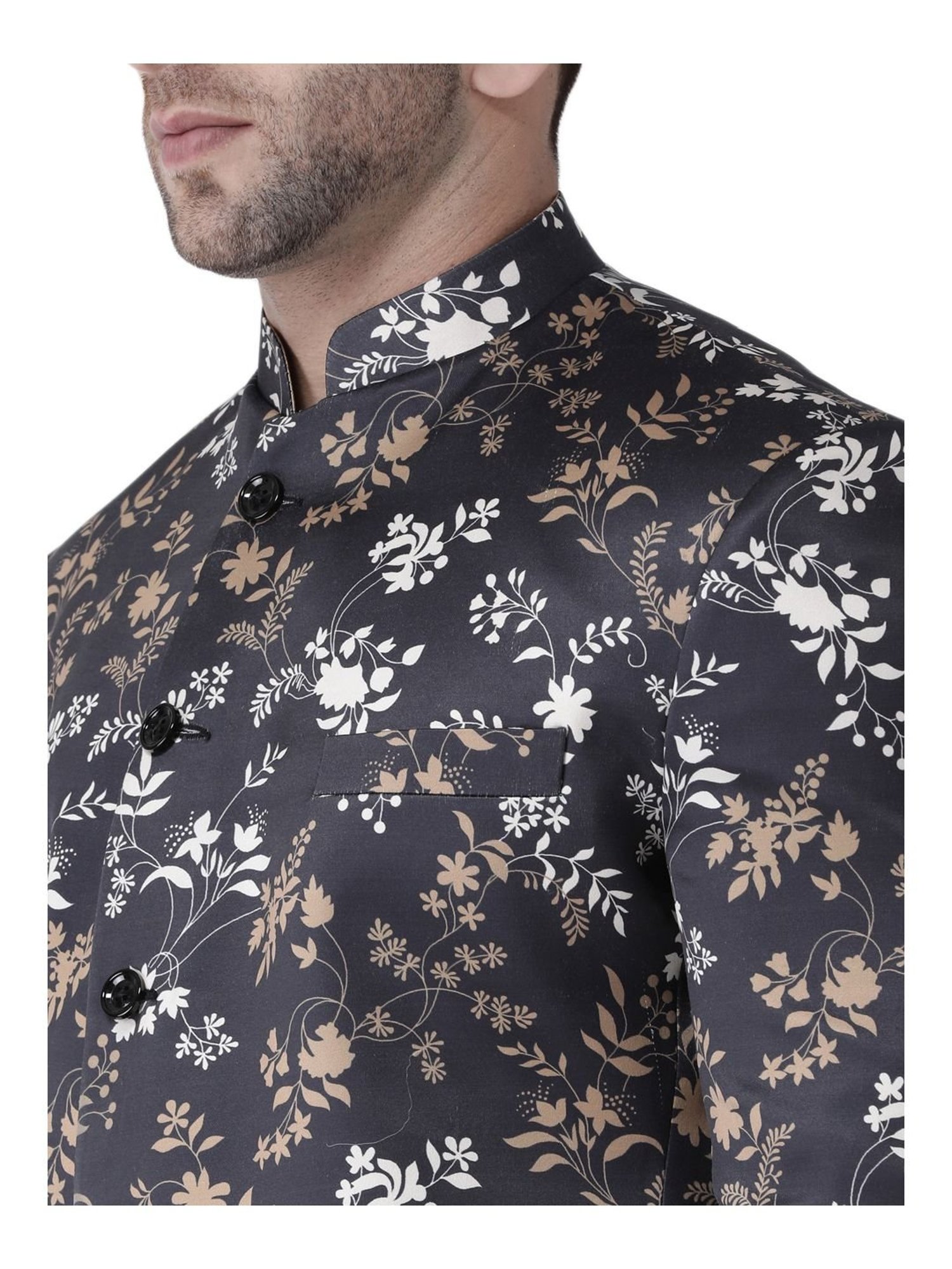 Hang Up Black Regular Fit Printed Blazer