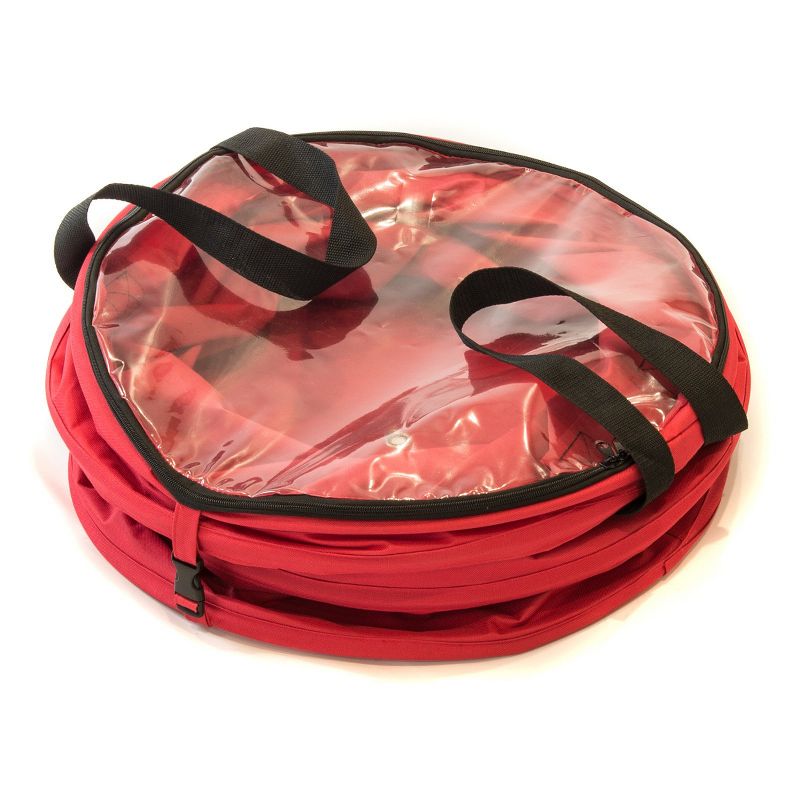 Tree Keeper 25" Red and Black Large Pop-Up Christmas Decorations Storage Bag