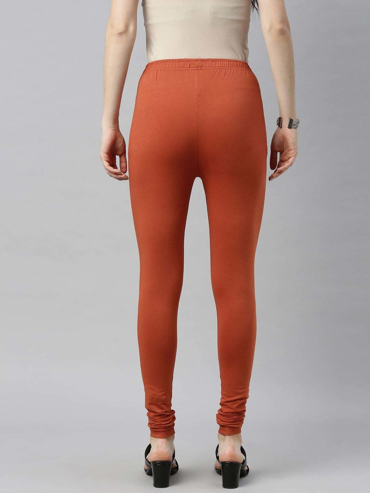 JCSS Blue & Rust Cotton Leggings - Pack Of 2