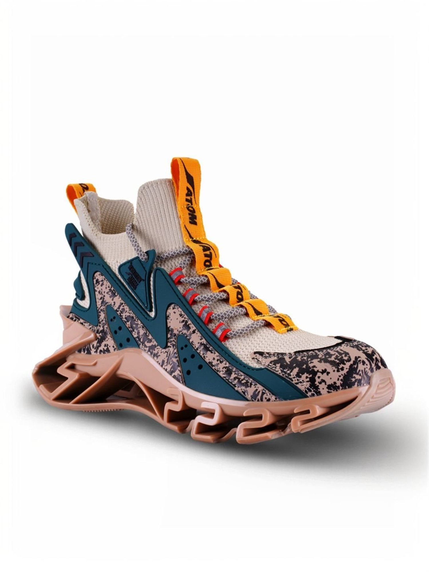 Atom Men's Multi Print Beige Running Shoes