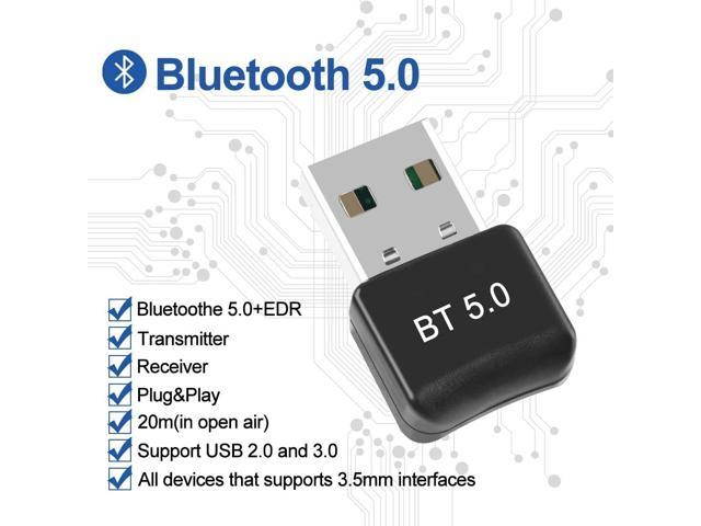 USB Bluetooth 5.0 Adapter for PC Win10/8.1/8/7/XP/Vista, Bluetooth Dongle Receiver/Transmitter Support Multiple Device Connections: Headset, Mouse, Keyboard, Printer, Speaker