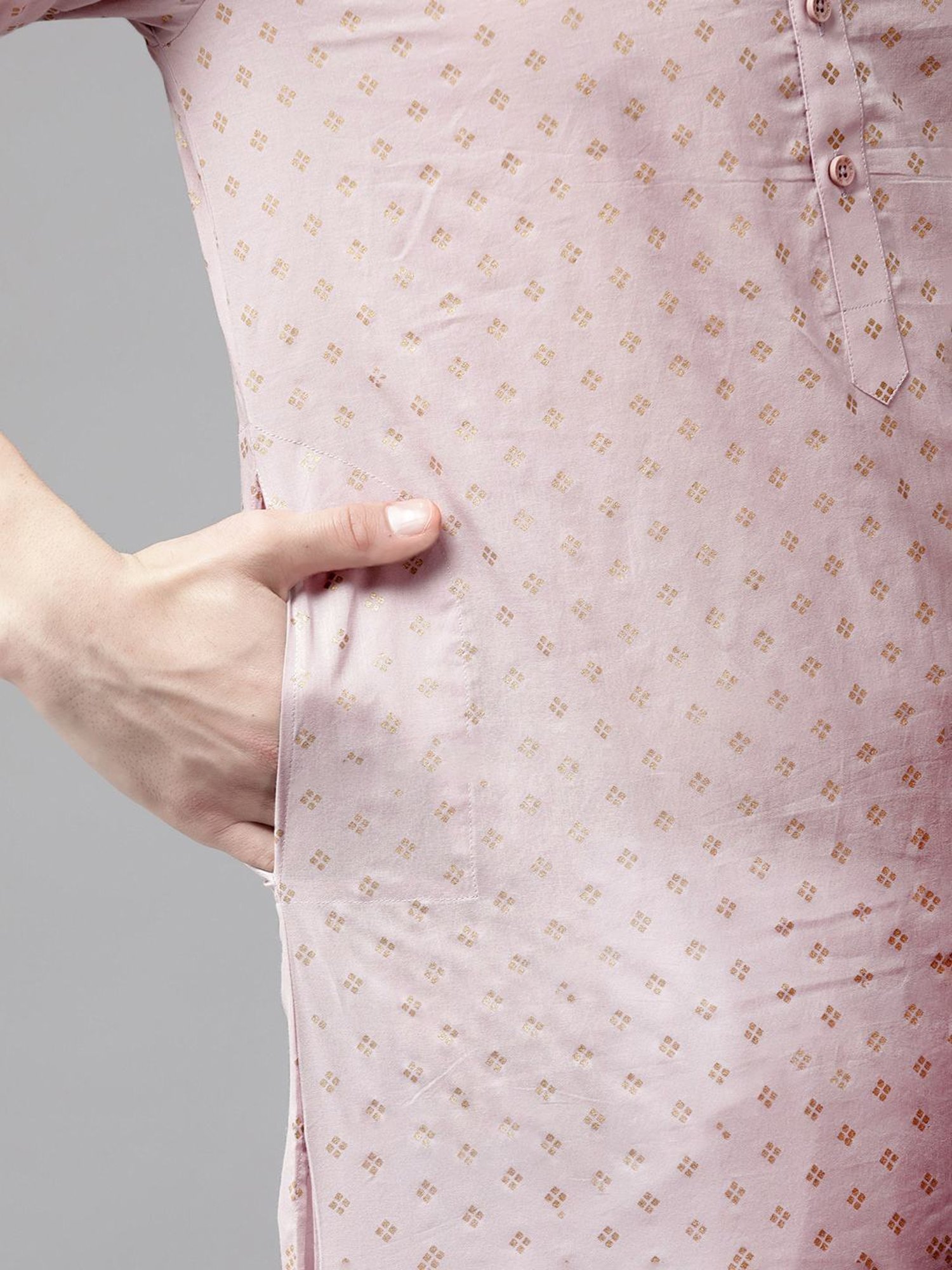 See Designs Pink & White Cotton Regular Fit Printed Kurta Bottom Set