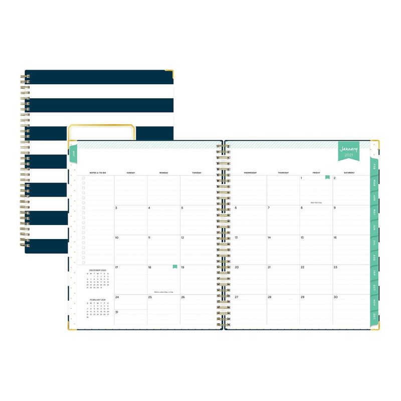 2021 Planner 8.5" x 11" Hard Cover Weekly/Monthly Wirebound Navy Stripe - Day Designer