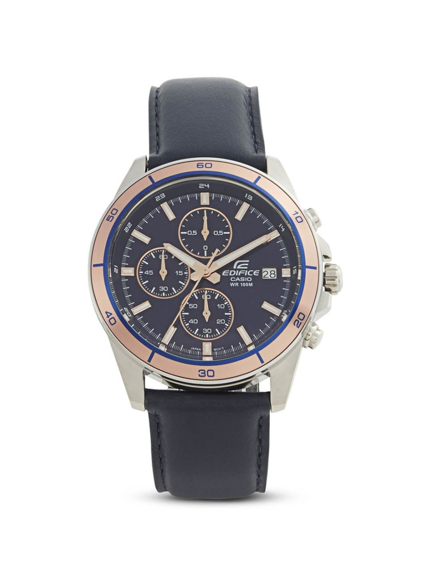 Casio EDifice EFR-526L-2AVUDF Blue Analog Dial Blue Leather Band Men's Watch EX302