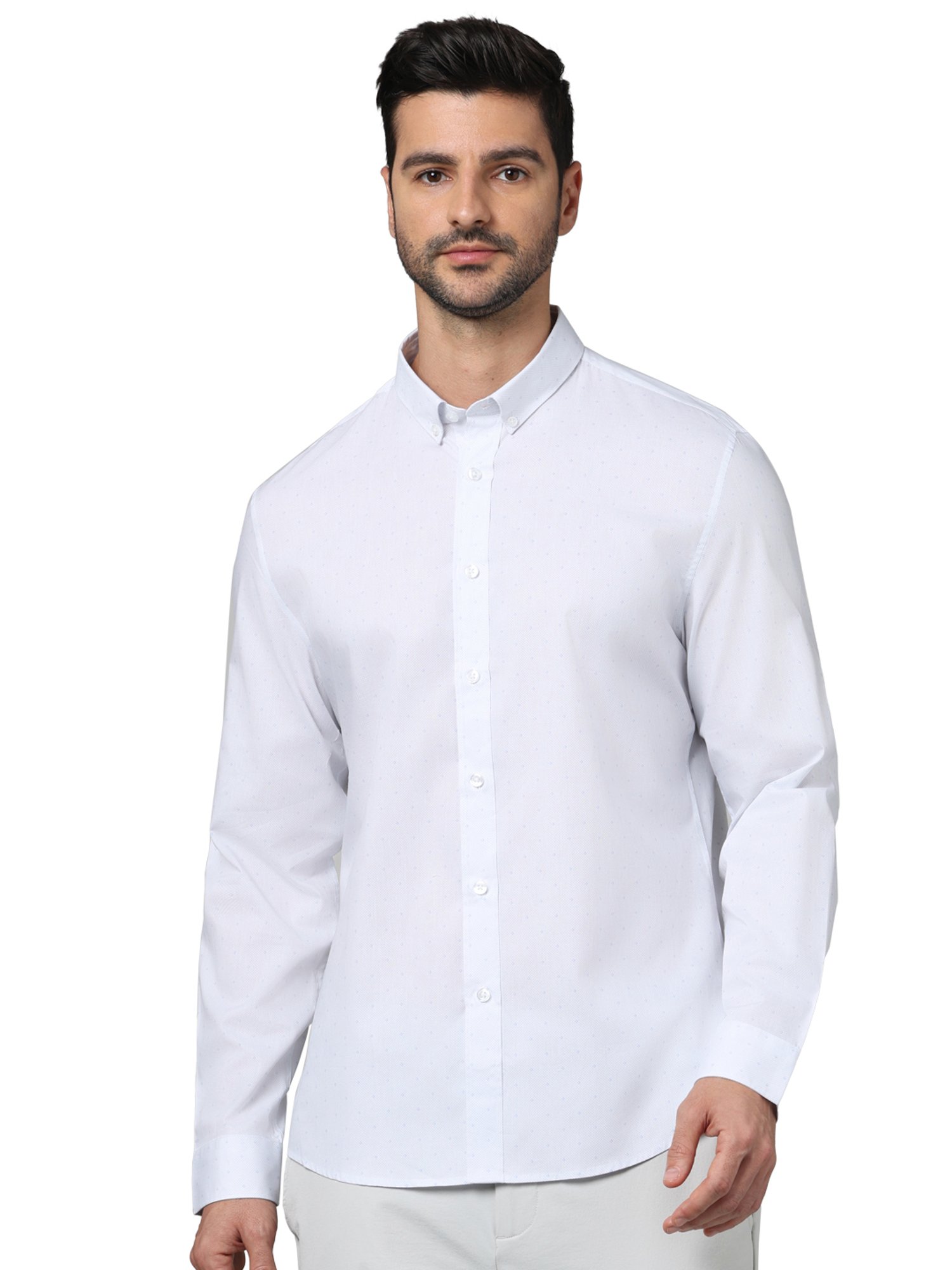 celio* White Slim Fit Printed Cotton Shirt