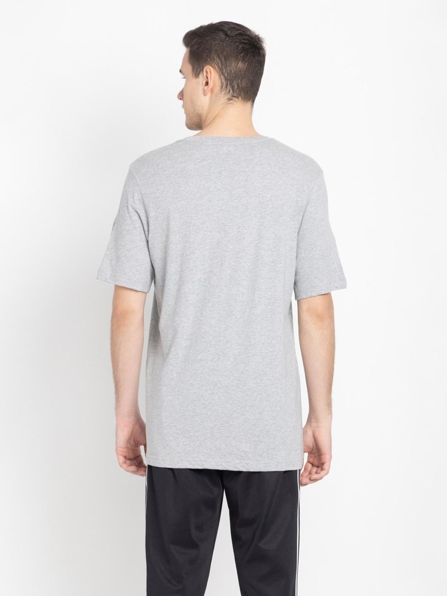 Adidas Originals Grey Cotton Regular Fit T-Shirt