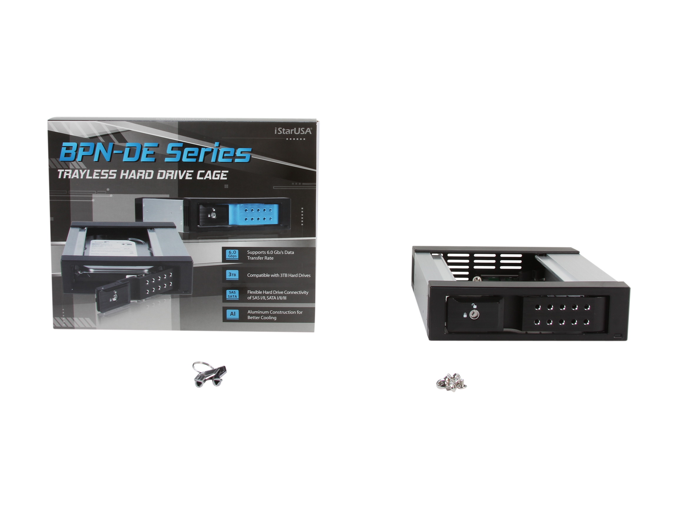 iStarUSA BPN-DE110SS-SILVER Trayless 5.25" to 3.5" SATA SAS 6 Gbps HDD Hot-swap Rack