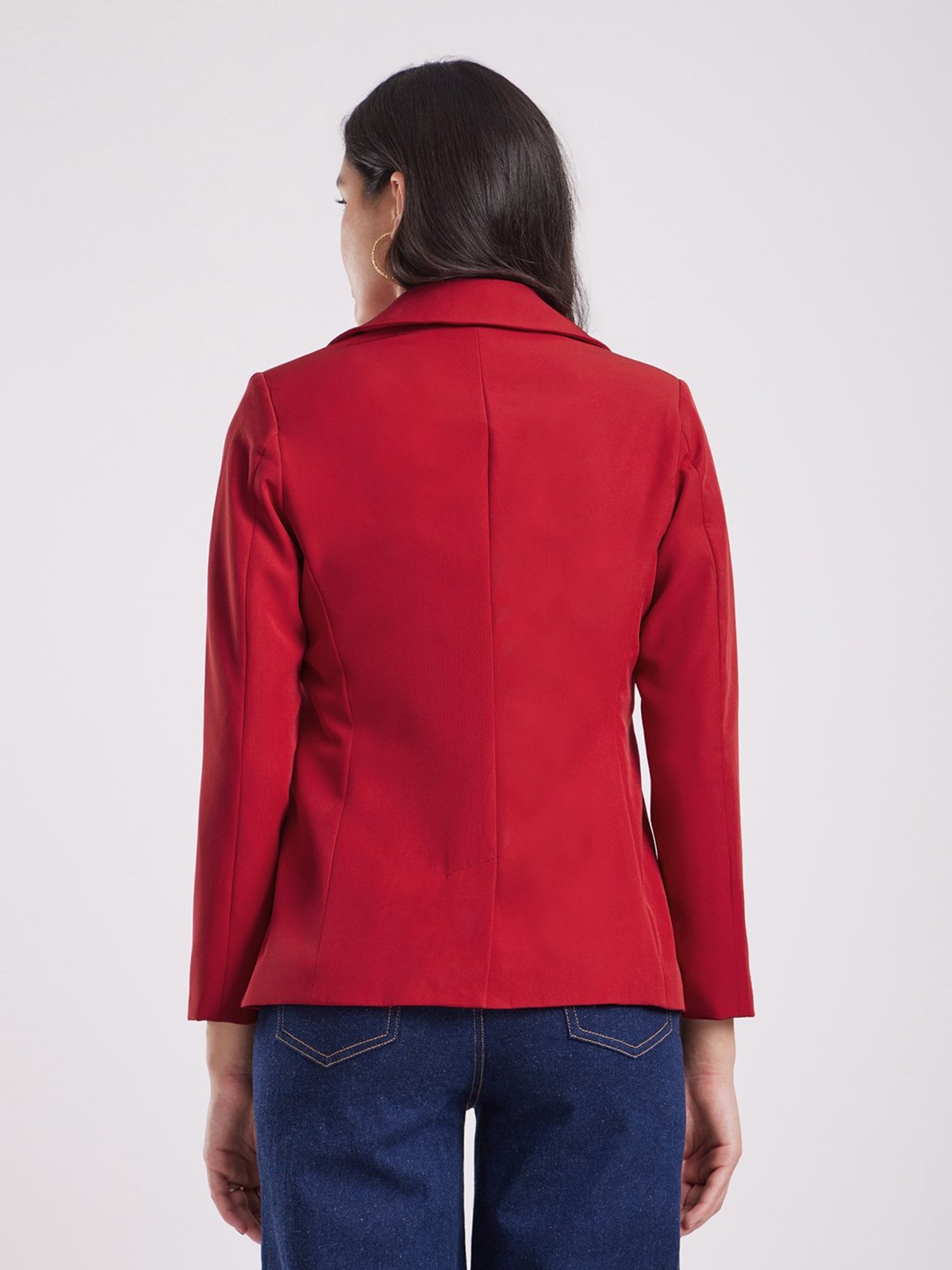 Fablestreet Red Relaxed Fit Blazer