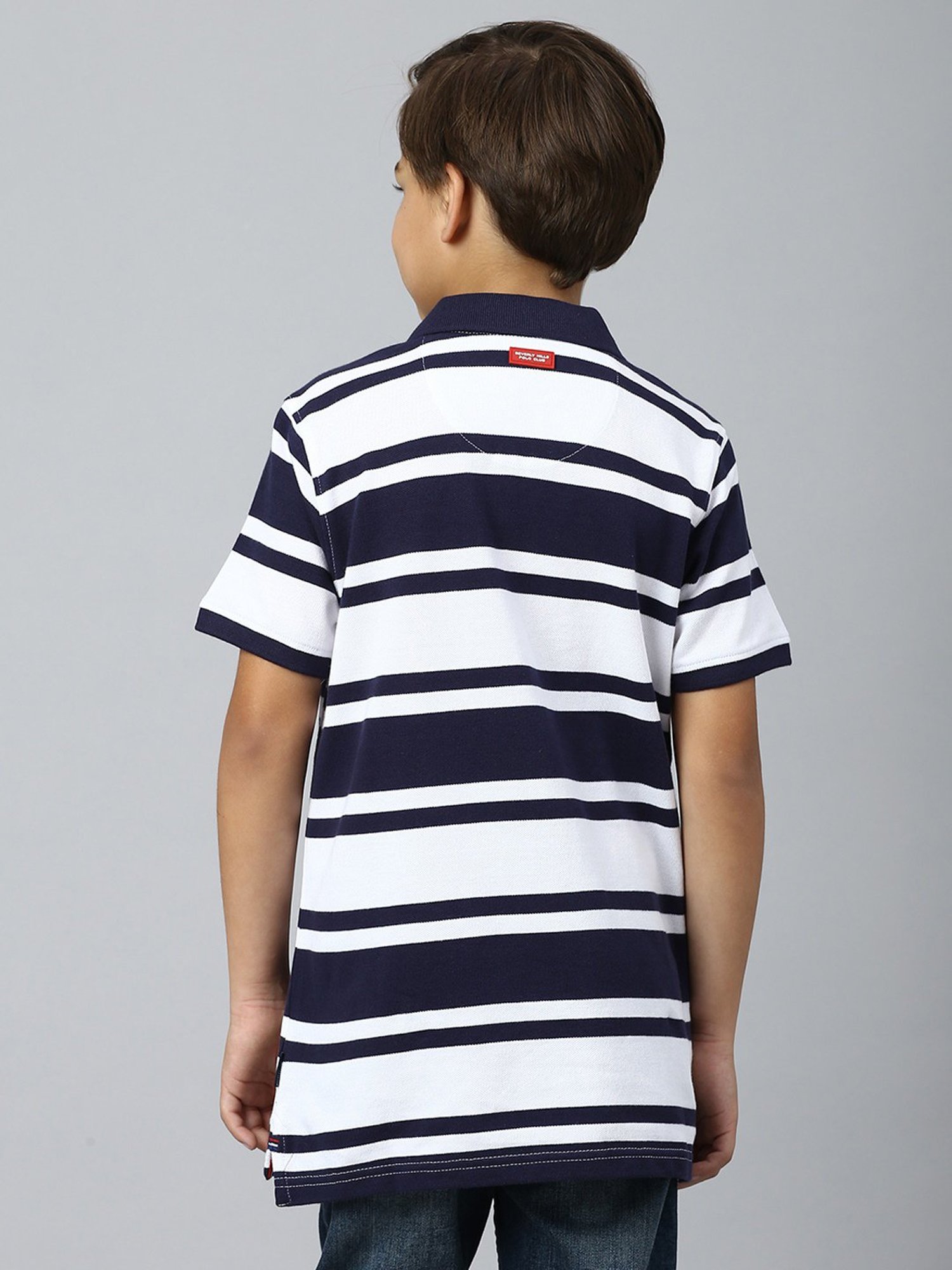 Beverly Hills Polo Club Kids Navy & White Striped Polo T-Shirt