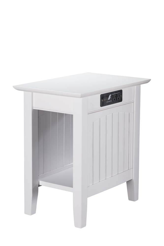 Atlantic Furniture AH13312 Nantucket Chair Side Table with Charger, White