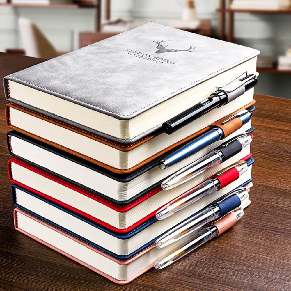 A5 Thicken Notebook 360 Pages Business Soft Leather Office Stationery Bookkeeping Conference Notepad for School Office Brown