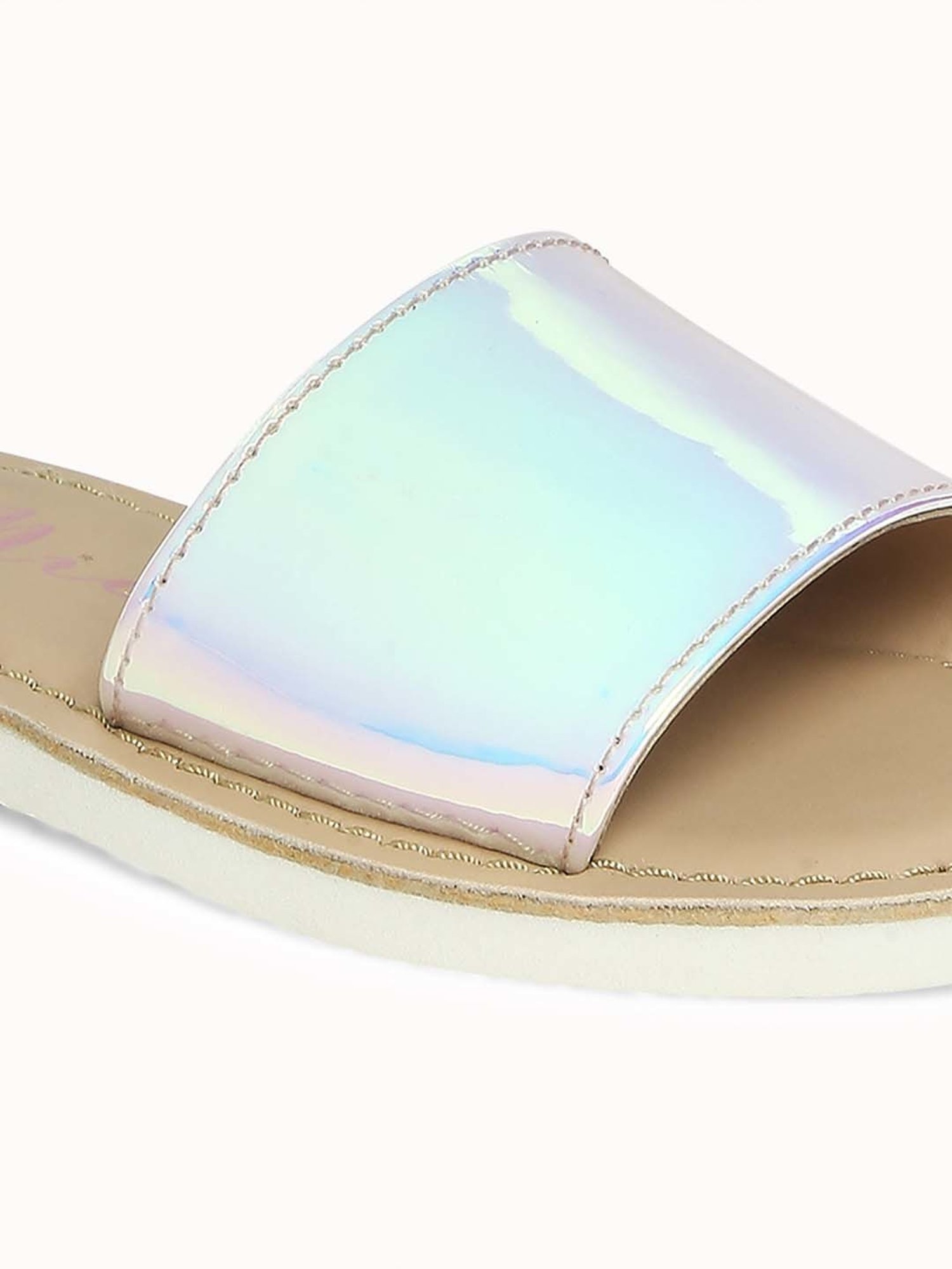 Aria Nica Kids Milkyway New Silver & Beige Casual Slides