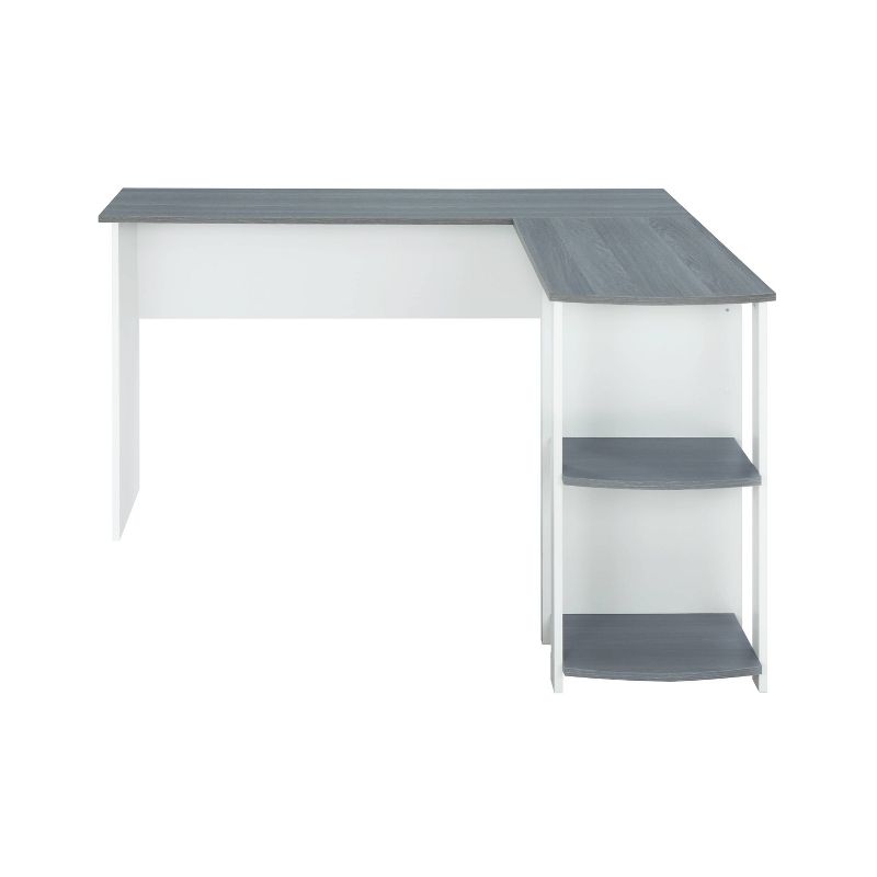 Modern L Shaped Desk with Side Shelves Gray - Techni Mobili