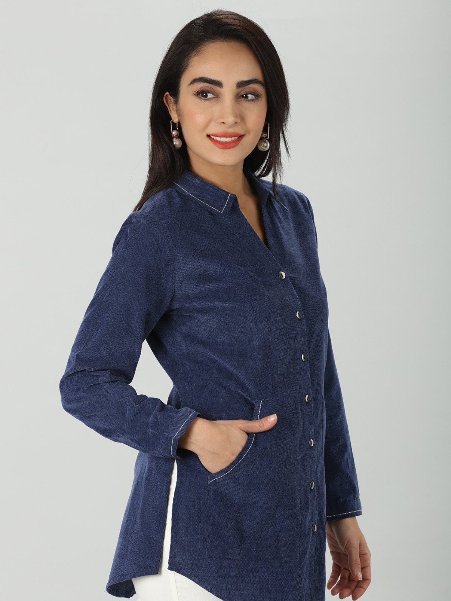 Mustard Navy Regular Fit Shirt