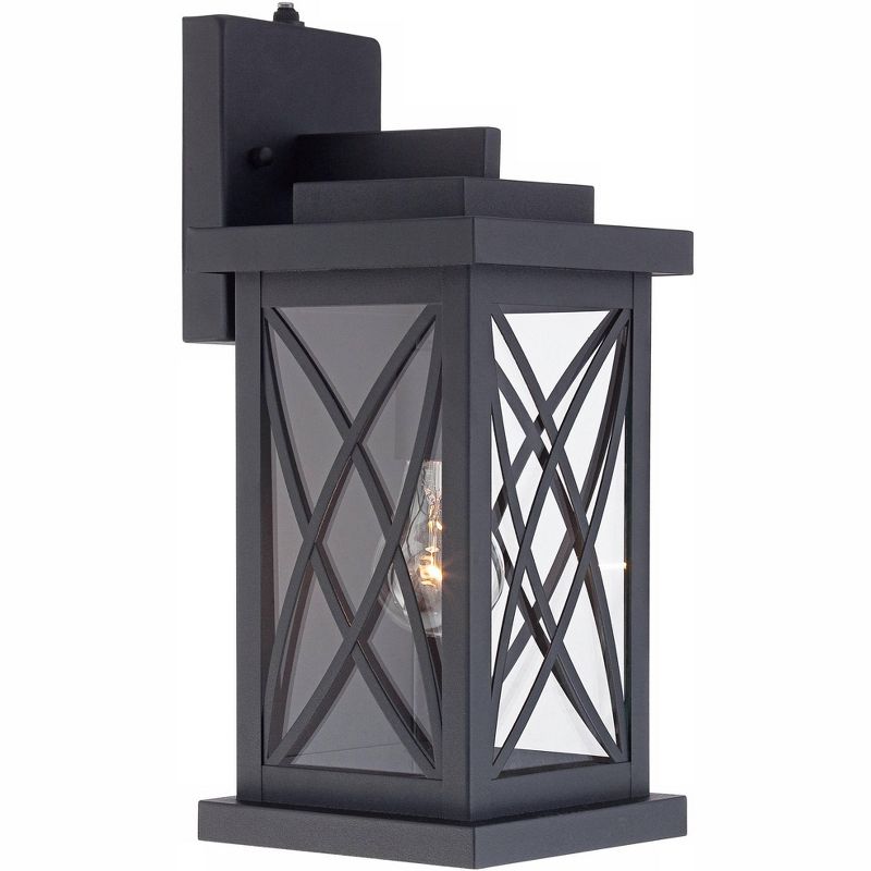 John Timberland Outdoor Wall Light Fixture Black 15" Clear Glass Security Dusk To Dawn for Exterior House Porch Patio