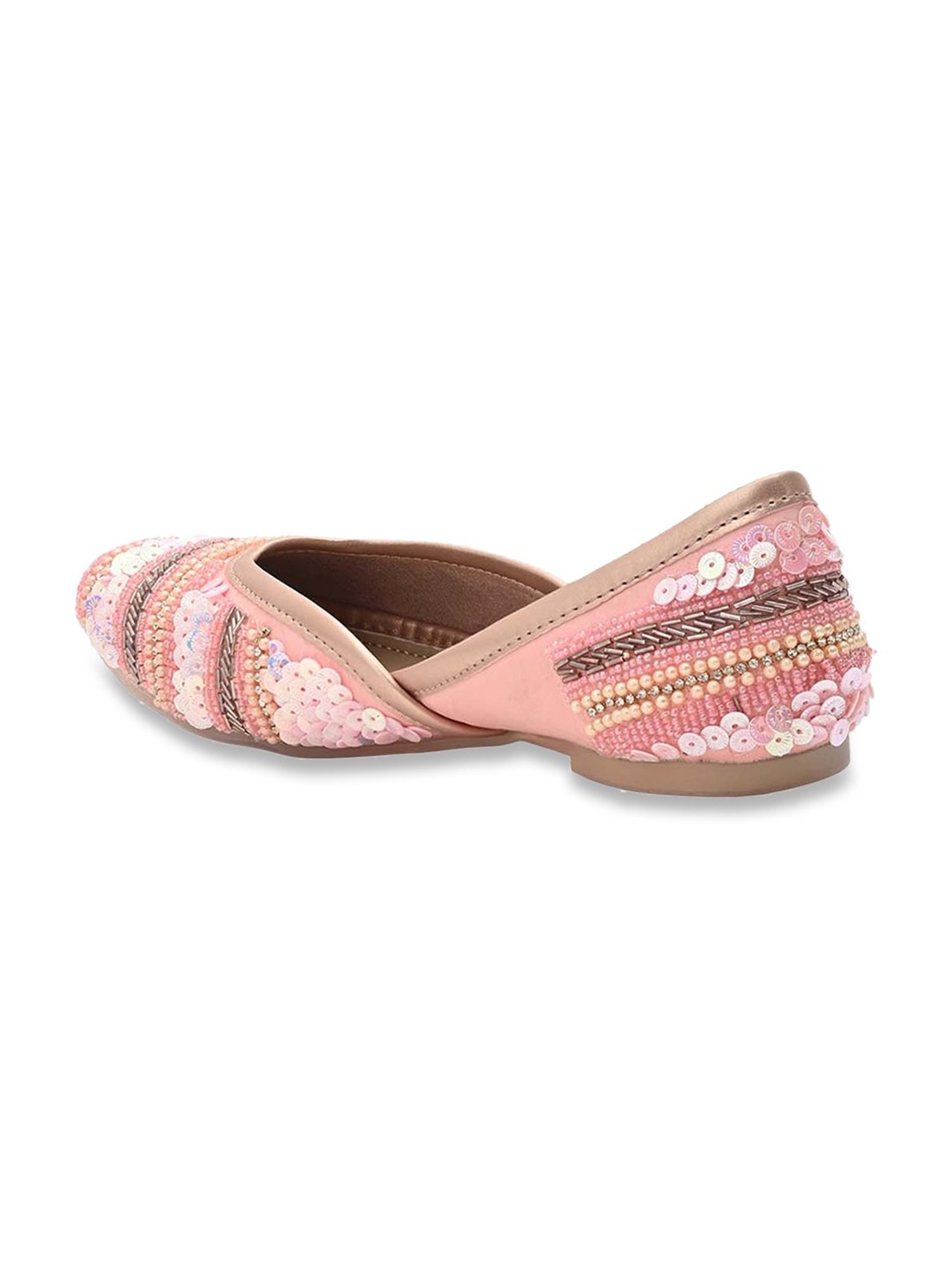 Jove Women's Pink Ethnic Juttis