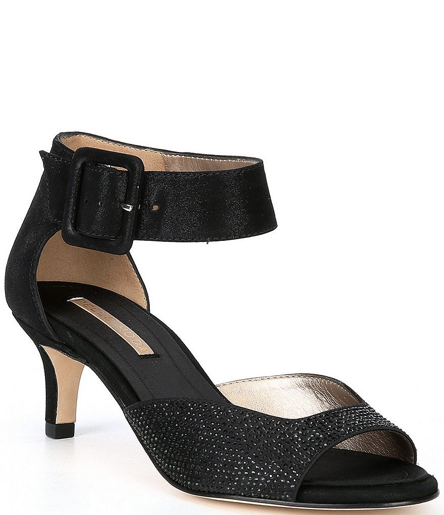 Pelle Moda Berlin6 Metallic Suede Crystal Embellished Dress Sandals