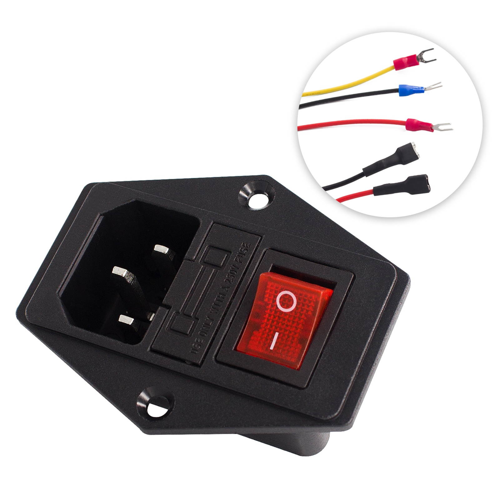 Aibecy 3D Printer Accessories Power Supply Switch Socket 10A 250V Rocker Switch with Fuse Cable U-Type Plug for 3D Printer