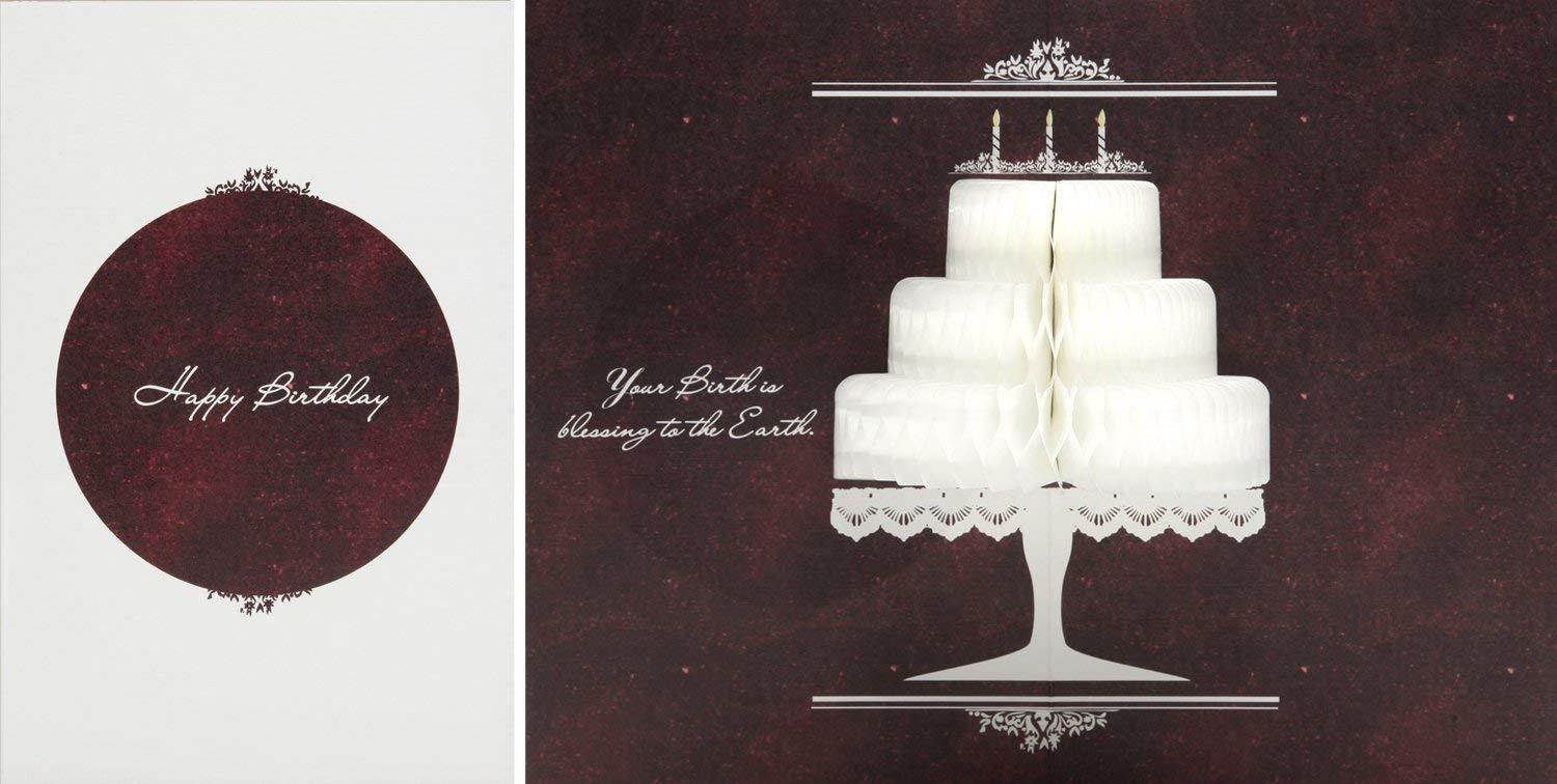 YURICOM Handmade Honeycomb Pop Up Greeting Card (Pack of 1, Cosmos Cake)