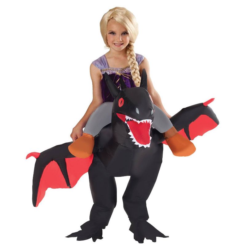 Kids' Black Ride On Dragon Inflated Halloween Costume