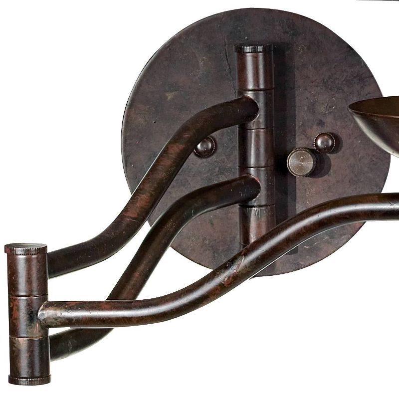 Robert Louis Tiffany Rustic Swing Arm Wall Lamp Bronze Plug-In Light Fixture Iron Vine Art Glass for Bedroom Bedside Living Room