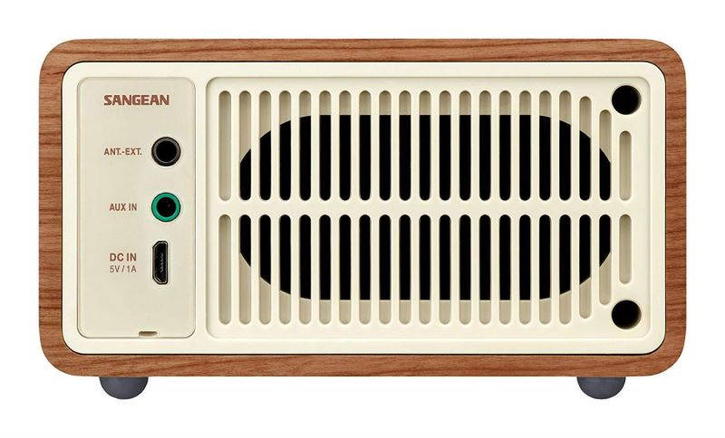 Sangean WR-7WL Wood Cabinet Mini Bluetooth Speaker with FM Tuner and Aux-in Walnut/Wood