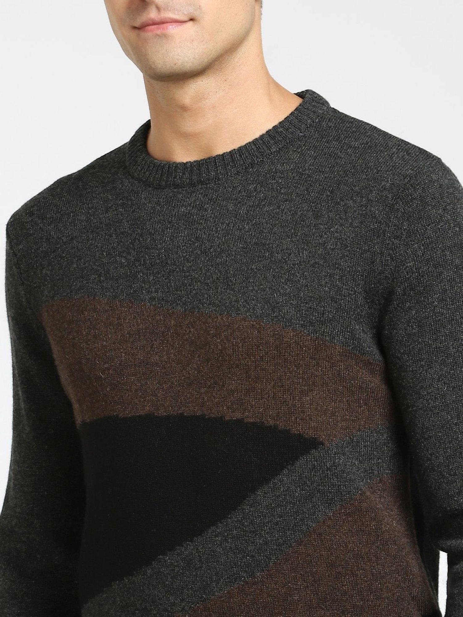 SELECTED HOMME Antracit Regular Fit Colour Block Sweater