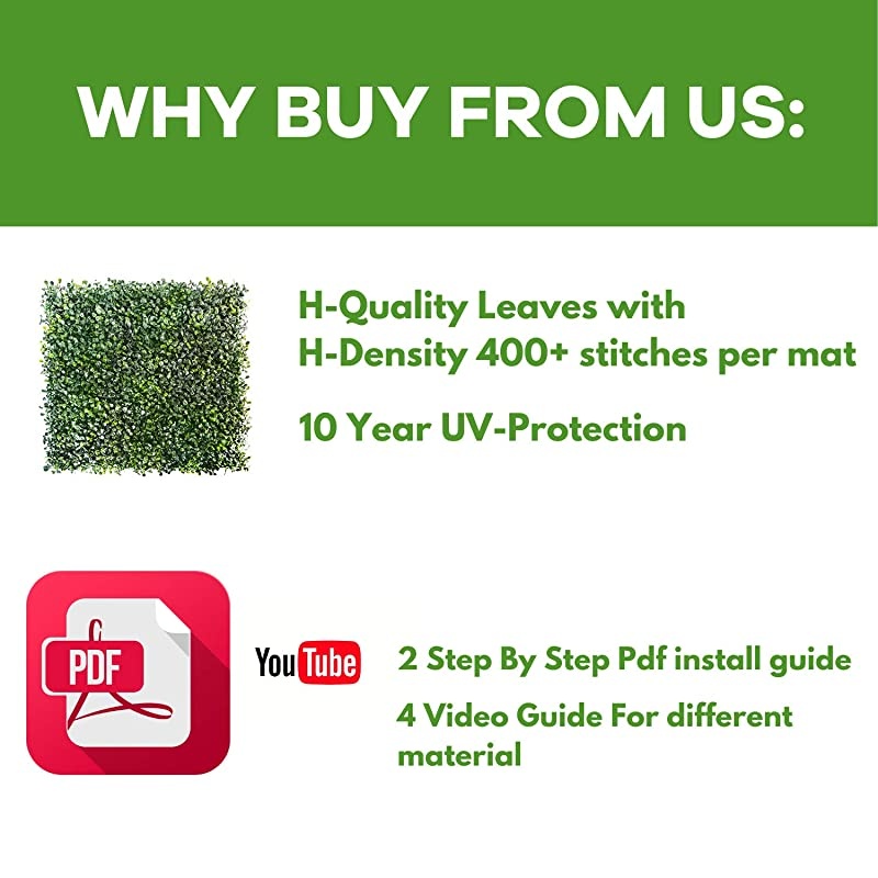 12pc Boxwood Artificial Topiary Privacy Fence Panels for Outdoor Indoor Decors .Use as Faux Greenery Backdrop,Privacy Screen (20" x 20") (12InBox, Boxwood)