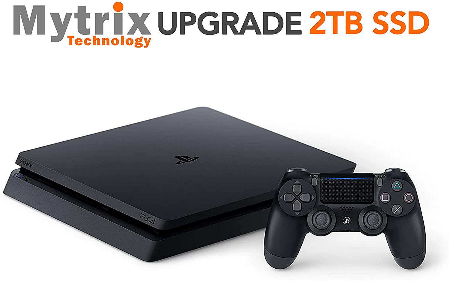Mytrix Playstation 4 Slim 2TB SSD Console with DualShock 4 Wireless Controller Bundle, Playstation Enhanced with 2TB Solid State Drive