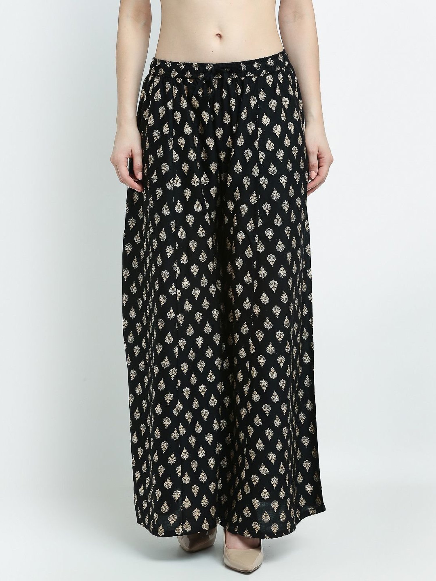 Gracit Black & Yellow Printed Palazzos - Pack Of 2