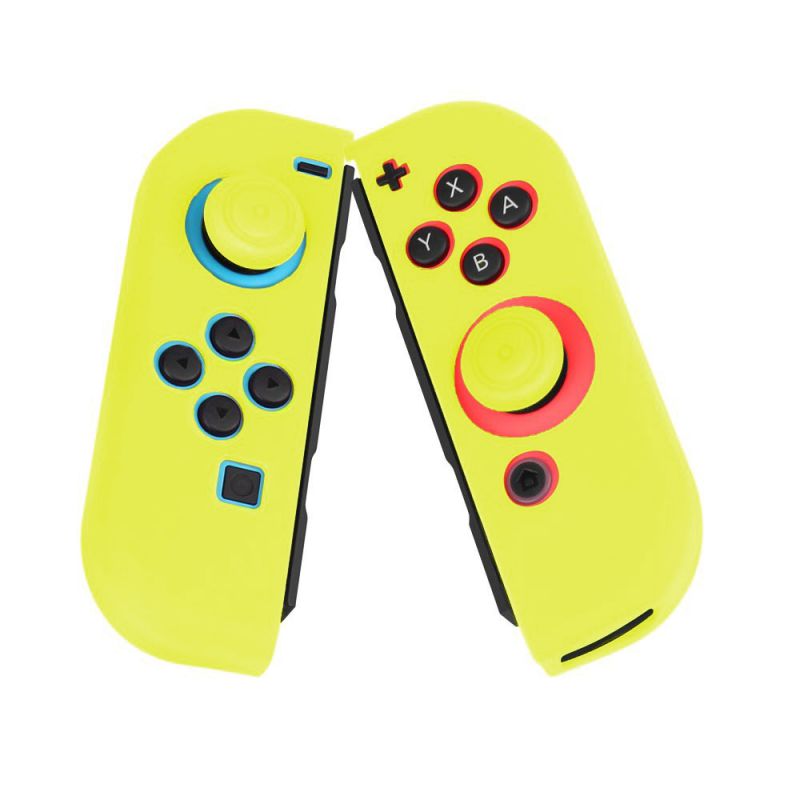Nintendo Switch Joy-Con Grip Gel Guards with Thumb Grips Caps - Protective Case Covers Anti-Slip Ergonomic Lightweight Design Joy Con Comfort Grip Controller Skin Accessories (1 Pair Yellow)
