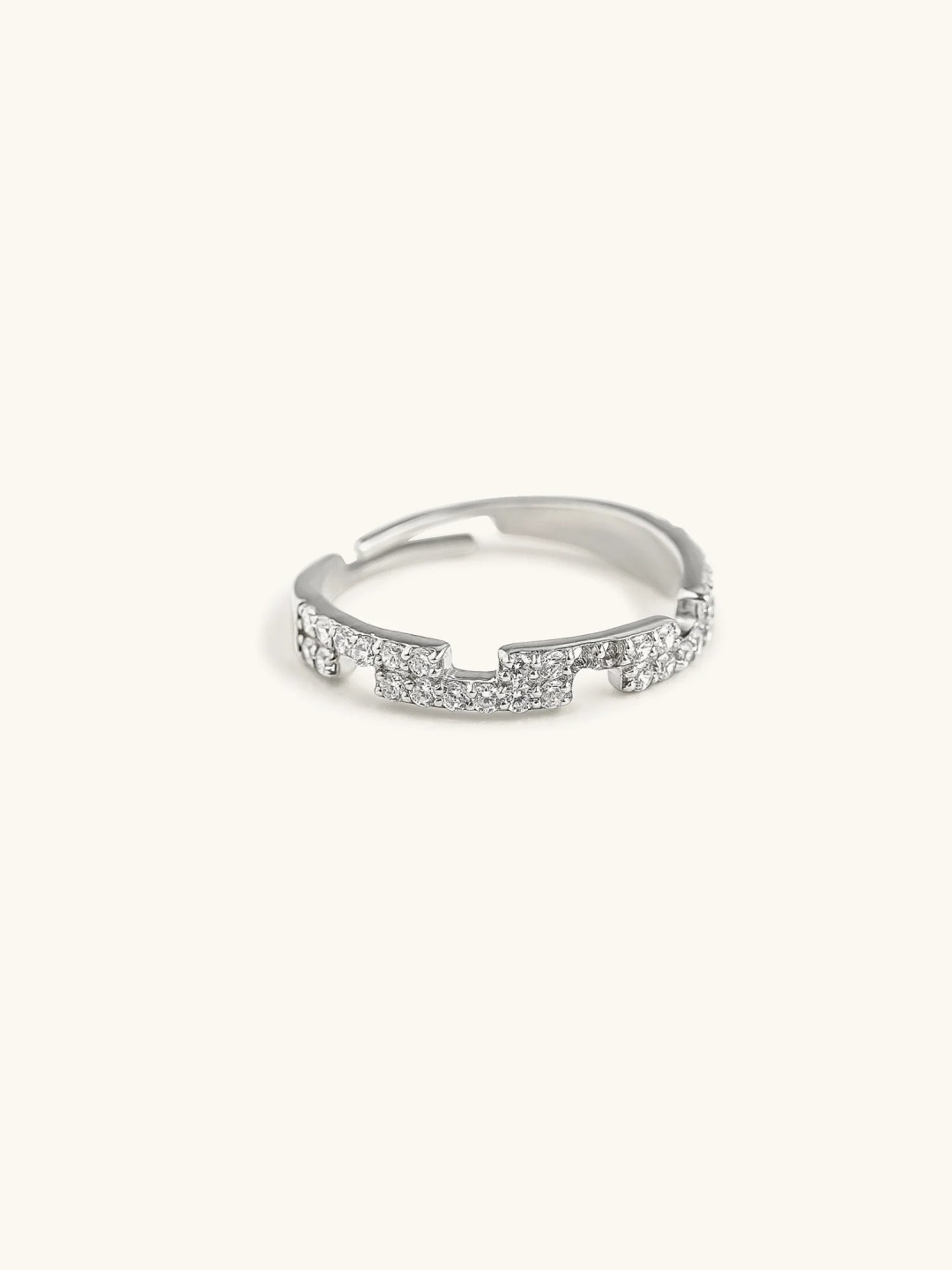 Mabel 92.5 Sterling Silver Rhodium-Plated Brick Layer Adjustable Band Ring