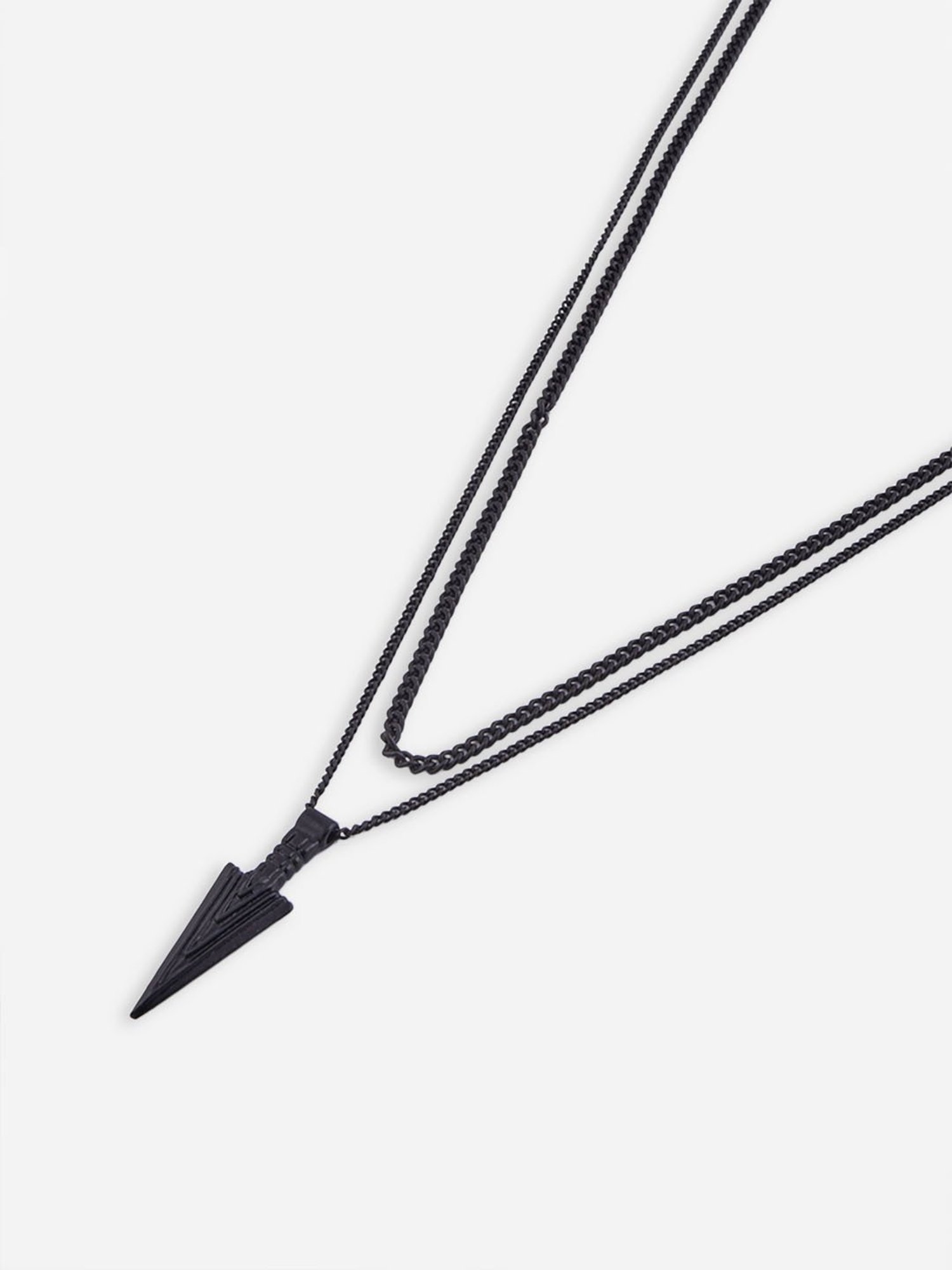 The Bro Code Black Layered Arrow Necklace For Men