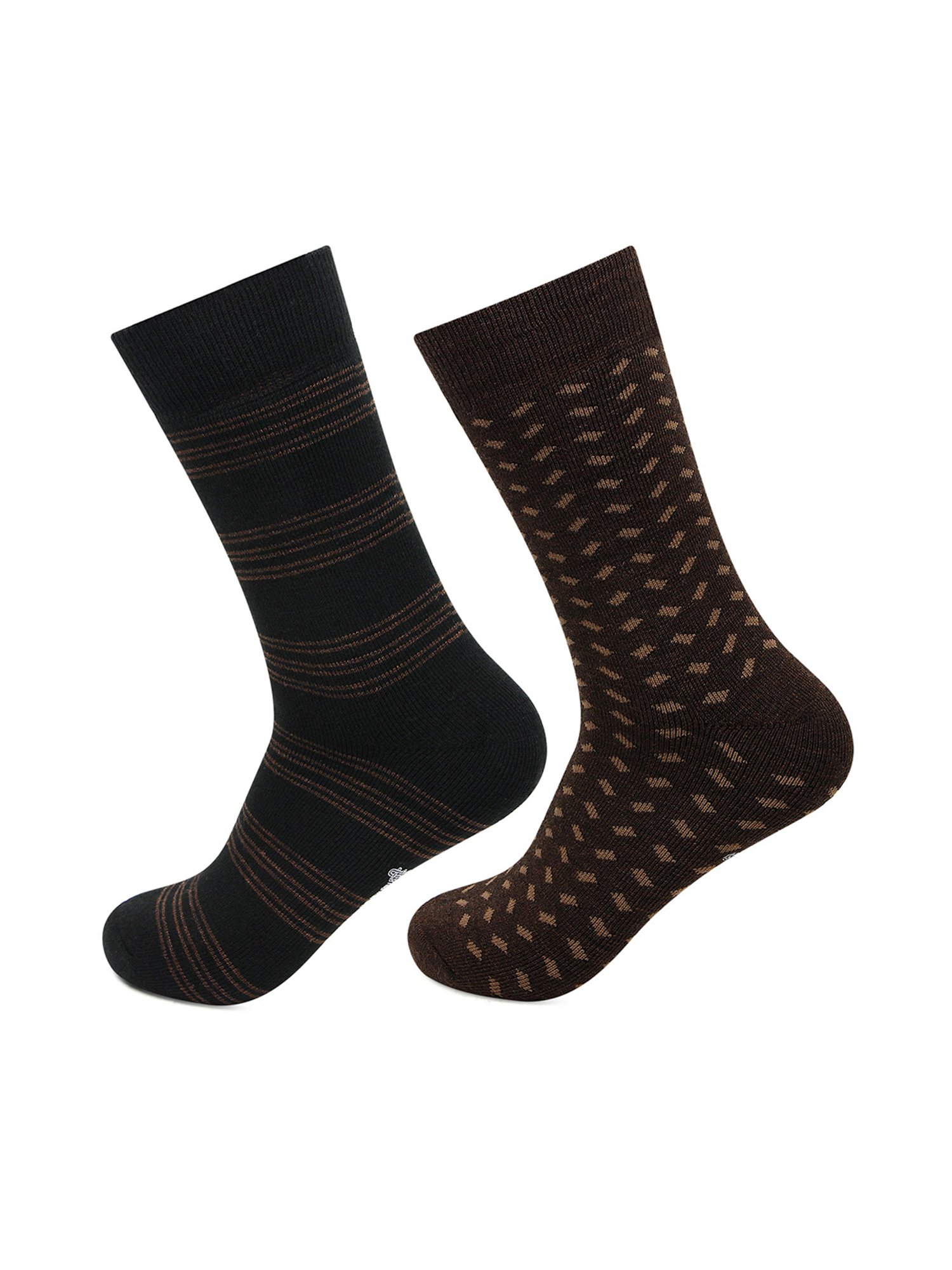 Bonjour Black and Brown Socks (Pack Of 2)