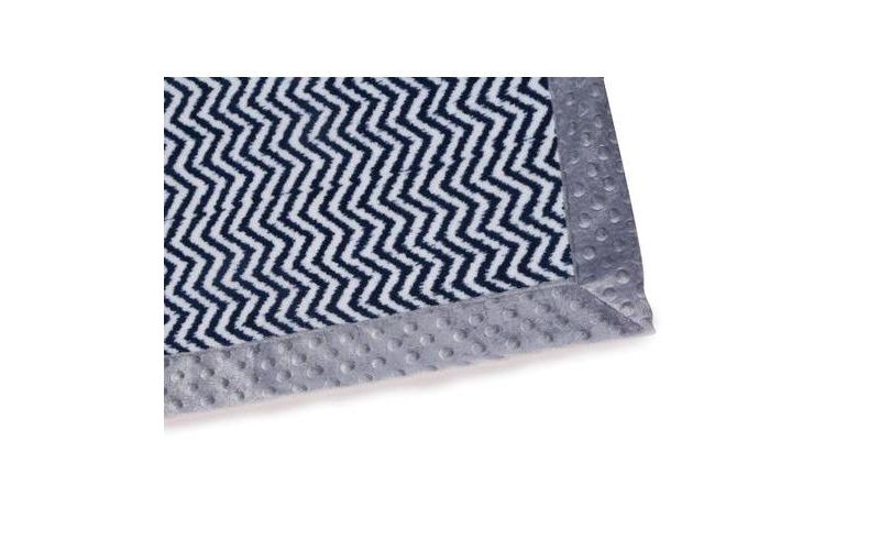 Bacati - Navy Chevron with Solid Border Blanket (Navy Chevron/Grey Border)