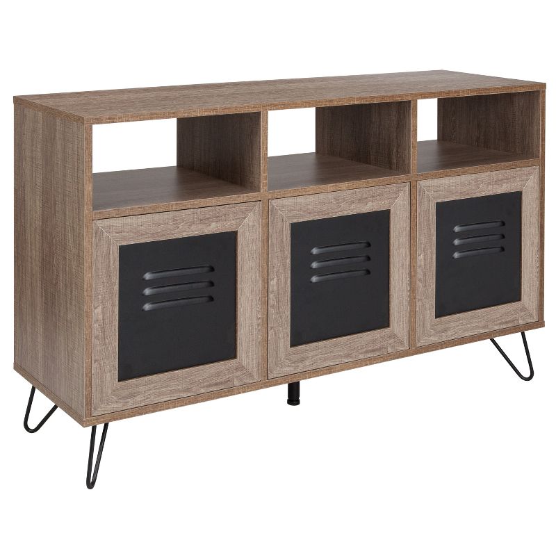 Emma and Oliver 44"W 3 Shelf Storage Console/Cabinet in Rustic Wood Grain Finish
