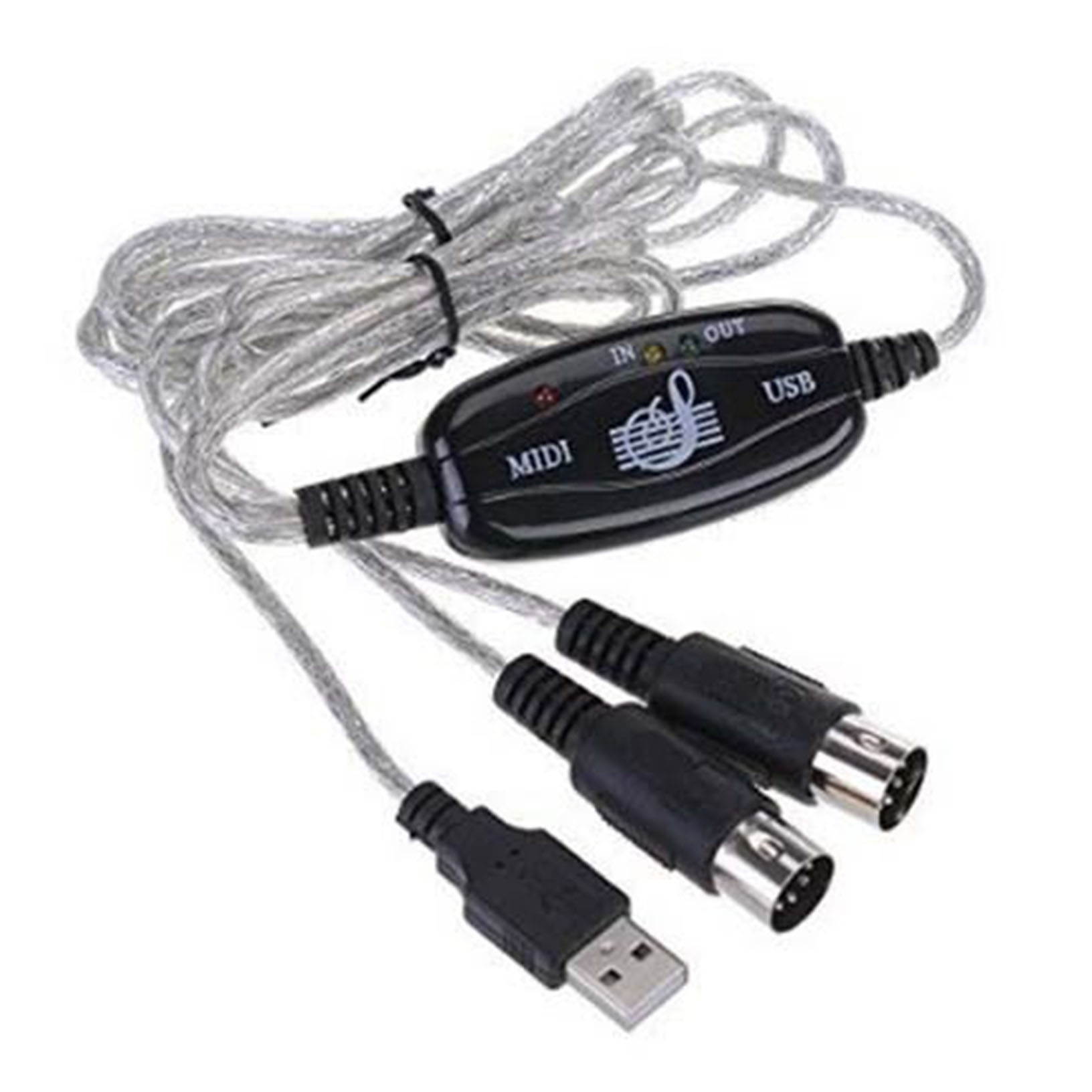 USB IN-OUT MIDI cable converter PC to music keyboard adapter cord X0Q5