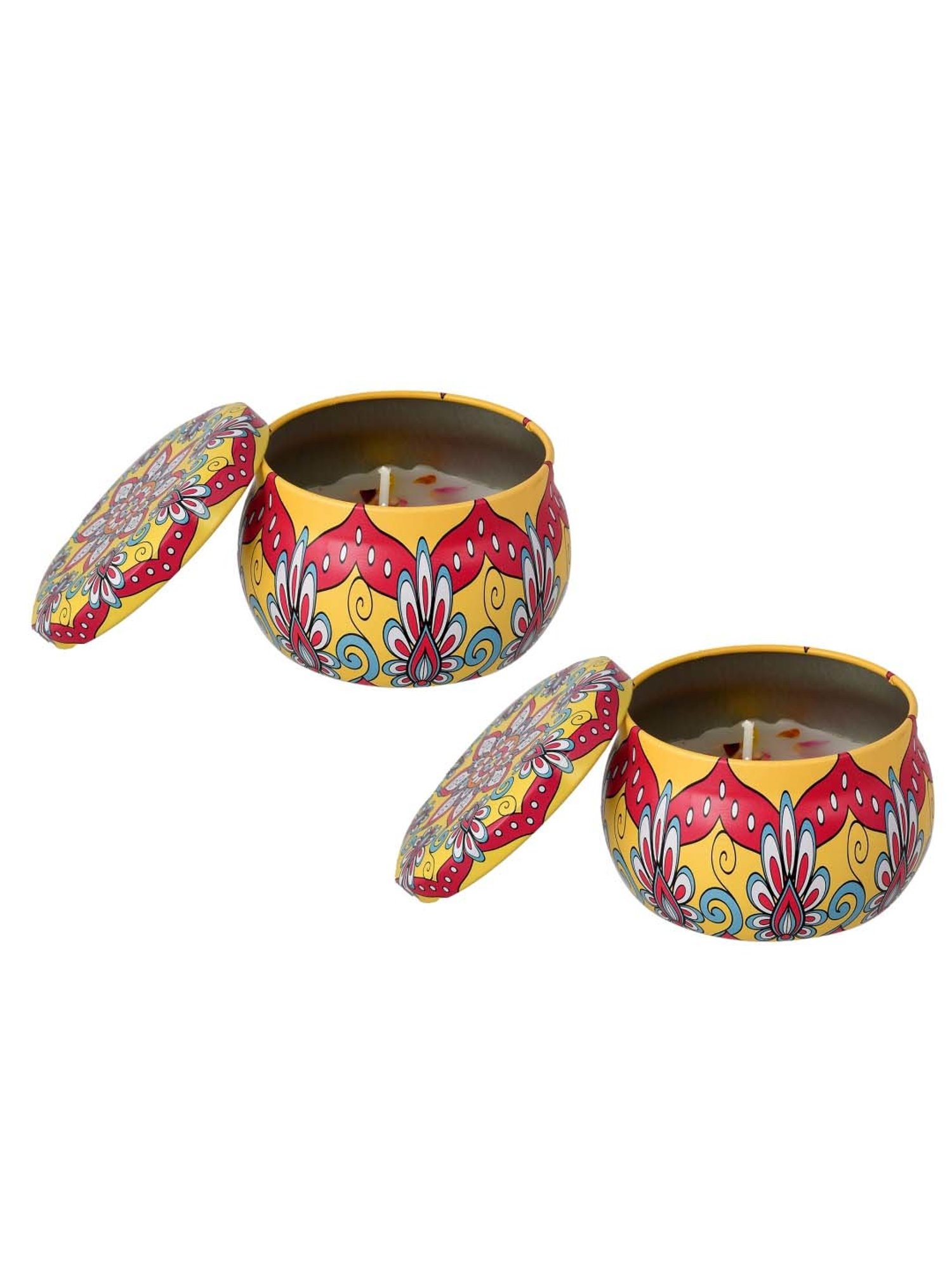 TAYHAA Yellow & Red Wax Printed Candle Jar