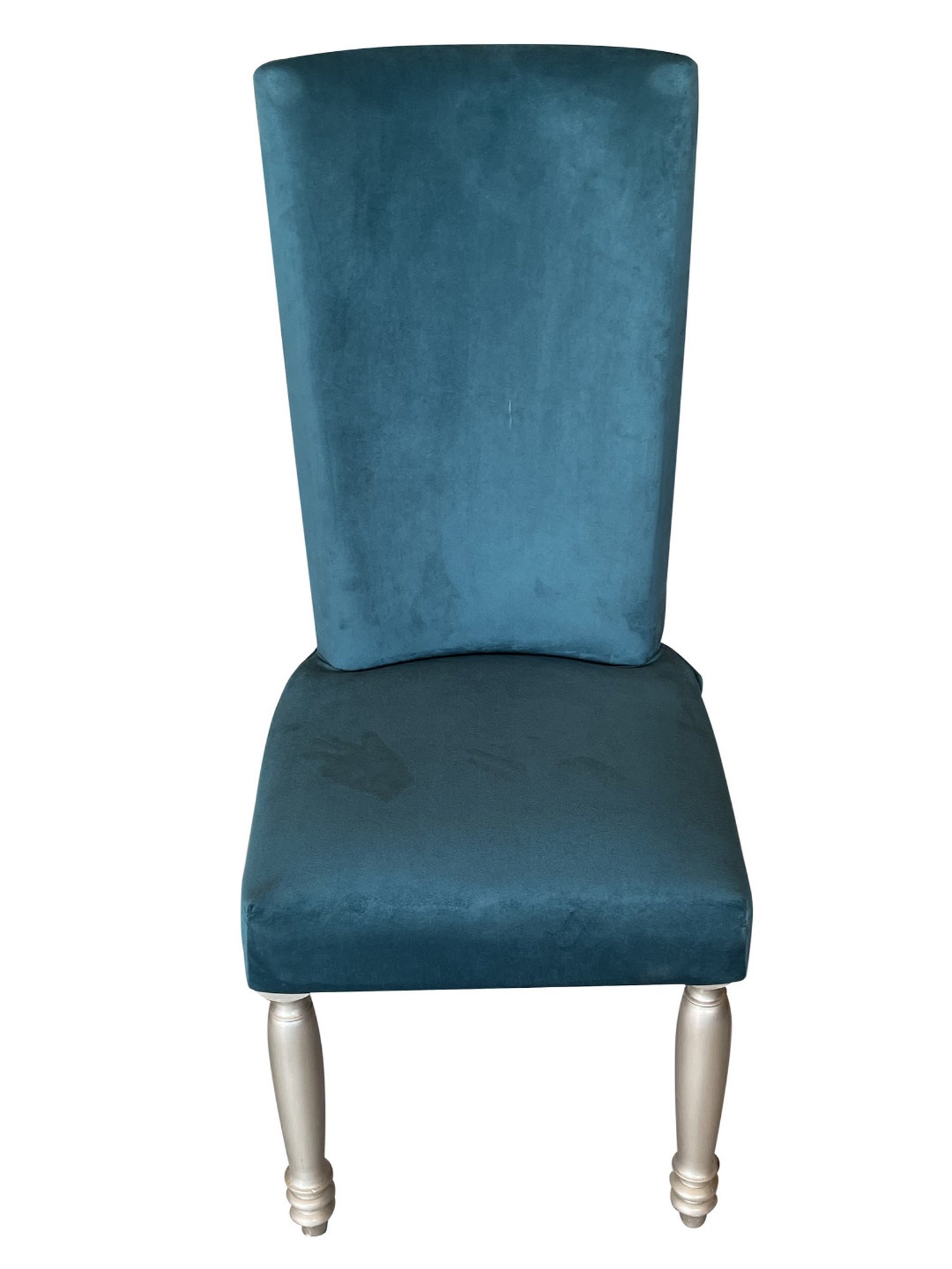 Ikiriya Oliver Solid Silver & Turquoise Wood Dining Chair Turquoise Sea Velvet Finish - Set of 2