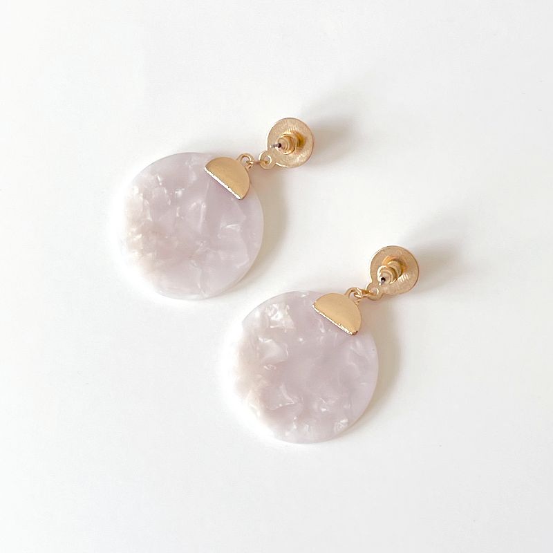 Sanctuary Project Statement White Disc Drop Earrings Gold