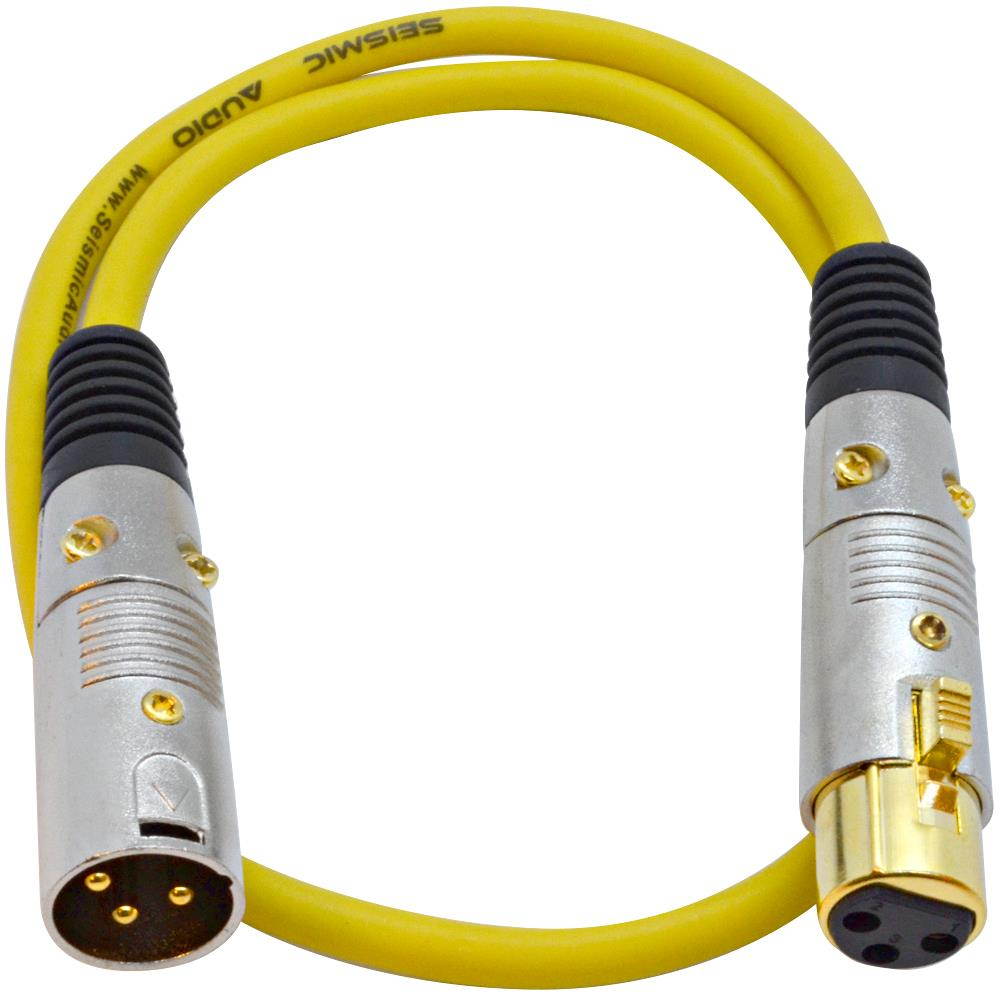 Seismic Audio - SAPGX-2Yellow - Premium 2 Foot XLR Patch Cable, Yellow - 2 Foot Microphone Cable Mic Cord