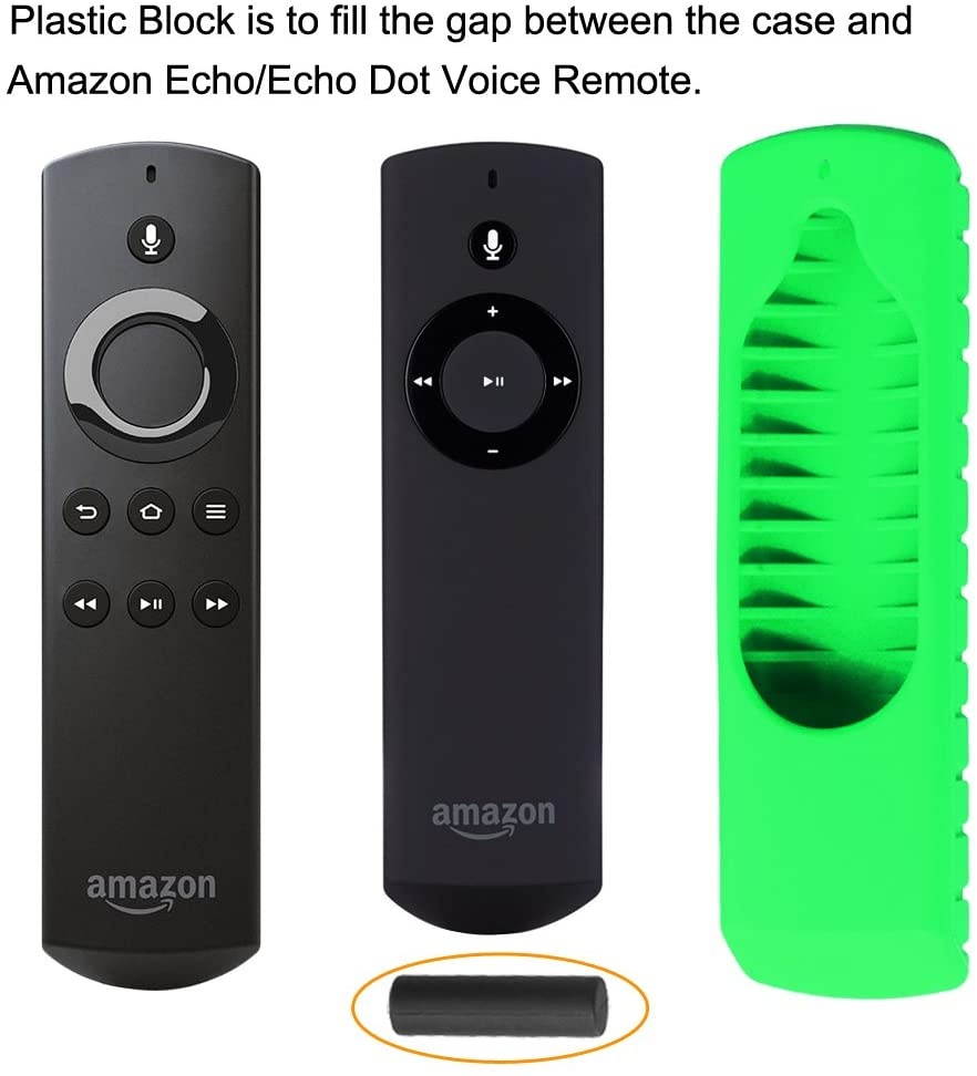 Fintie Silicone Case for 2nd Gen Fire TV Stick with 1st Gen Alexa Voice Remote, Compatible with Echo/Echo Dot Alexa Voice Remote - Honey Comb Series [Anti Slip] Shockproof Cover, Green-Glow