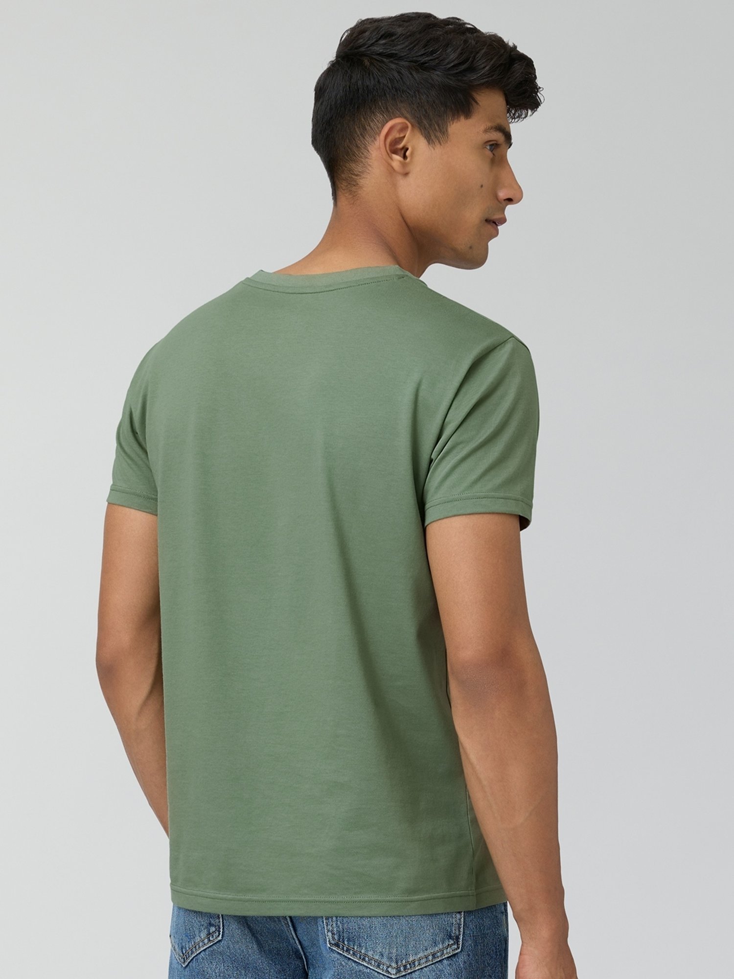 XYXX Sage Green Cotton Regular Fit Polo T-Shirt