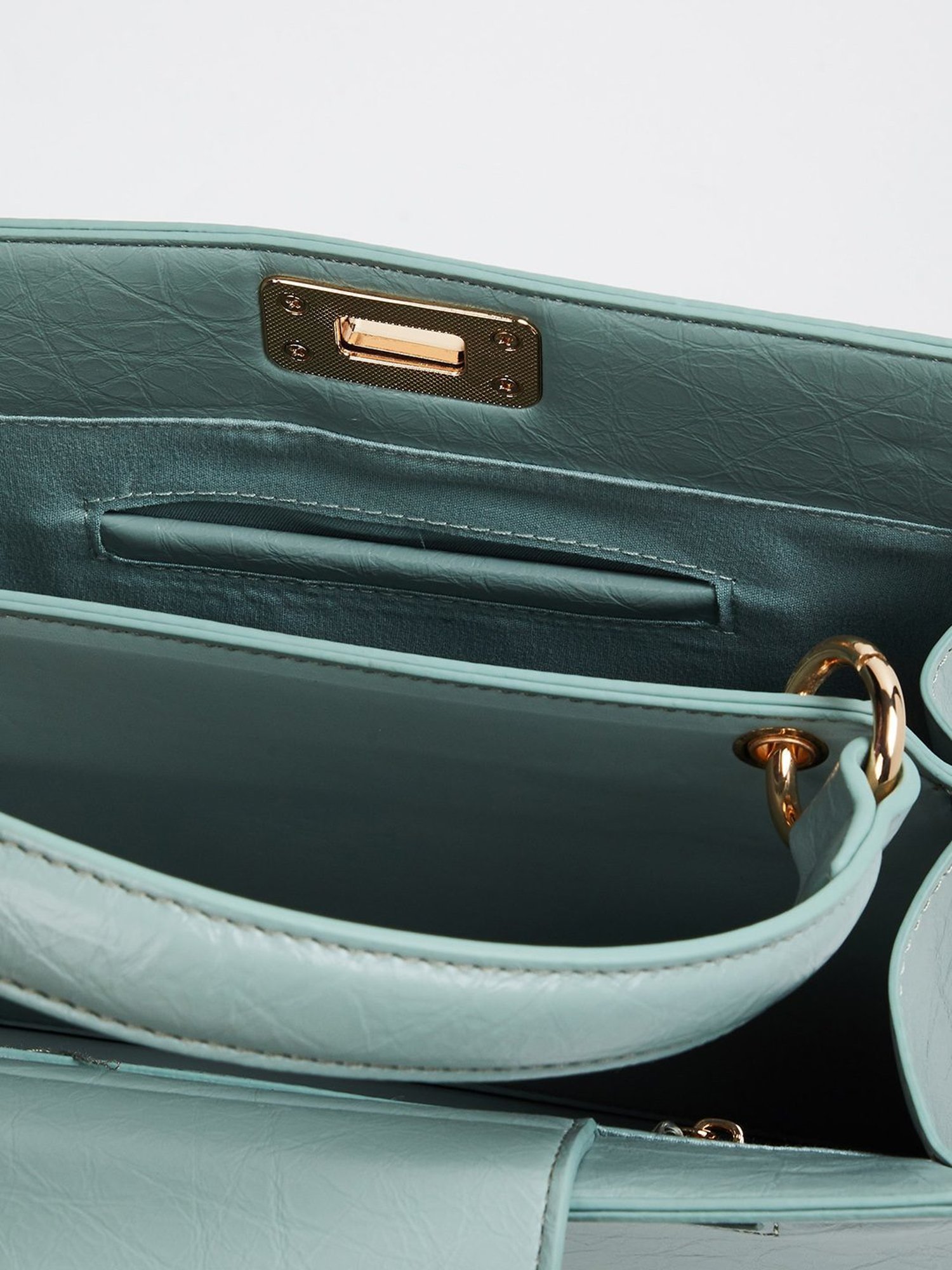 Elle Teal Textured Satchel Handbag