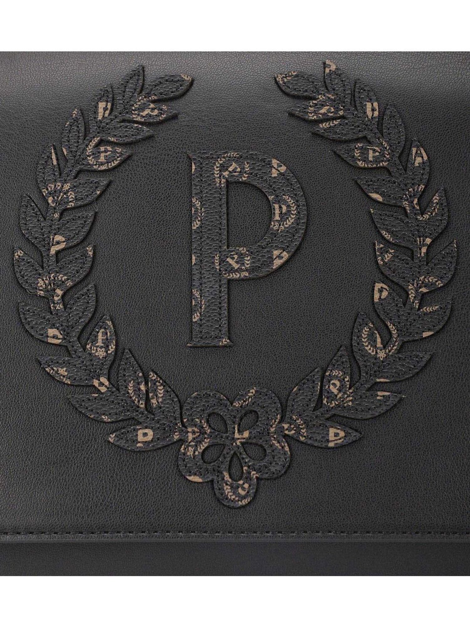 Pollini Black Textured Large Shoulder Bag